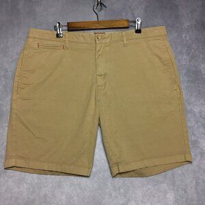 Untuckit Mens Tan Chino Shorts size 38 Flat‎ Front Pockets Pima Cotton Stretch